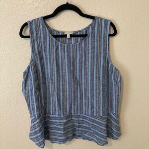 Talbots Blue and White Sleeveless Peplum Tank Top